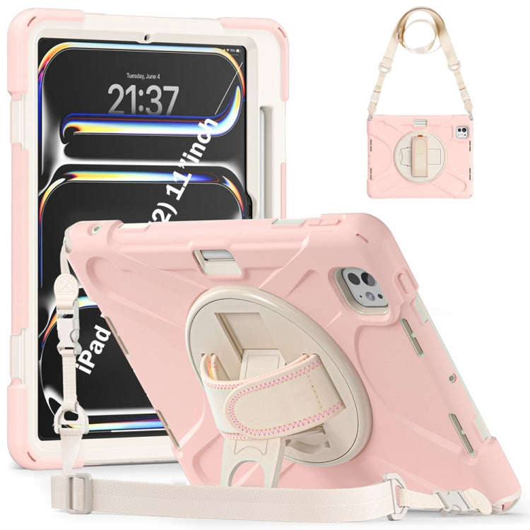 Rotatable Holder Silicone Hybrid PC Tablet Case with Shoulder Strap, For iPad Air 13 2026 / 2025 ...
