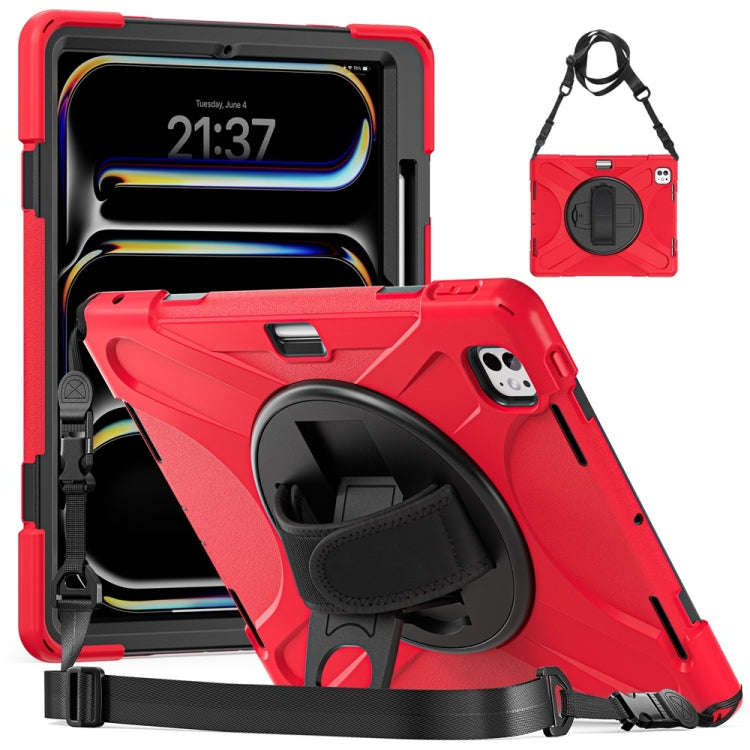 Rotatable Holder Silicone Hybrid PC Tablet Case with Shoulder Strap, For iPad Air 13 2026 / 2025 ...