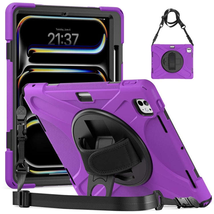 Rotatable Holder Silicone Hybrid PC Tablet Case with Shoulder Strap, For iPad Air 13 2026 / 2025 ...