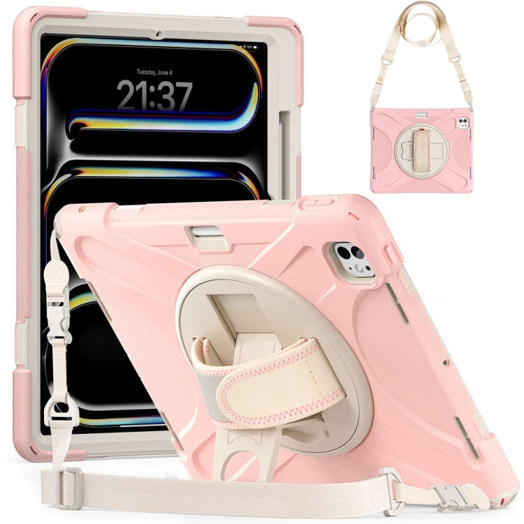 Rotatable Holder Silicone Hybrid PC Tablet Case with Shoulder Strap, For iPad Air 13 2026 / 2025 ...
