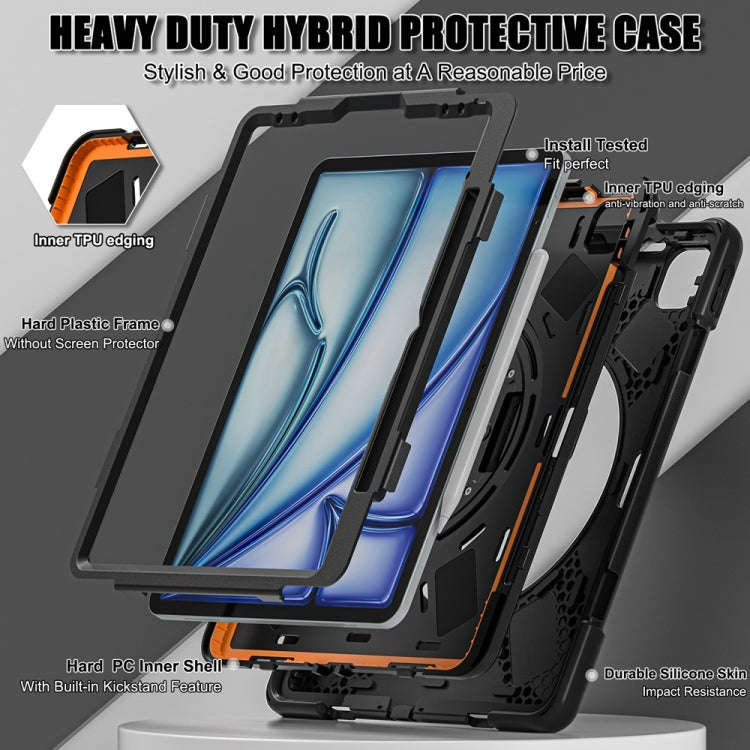 Rotatable Holder Silicone Hybrid PC Tablet Case with Shoulder Strap, For iPad Air 13 2026 / 2025 ...