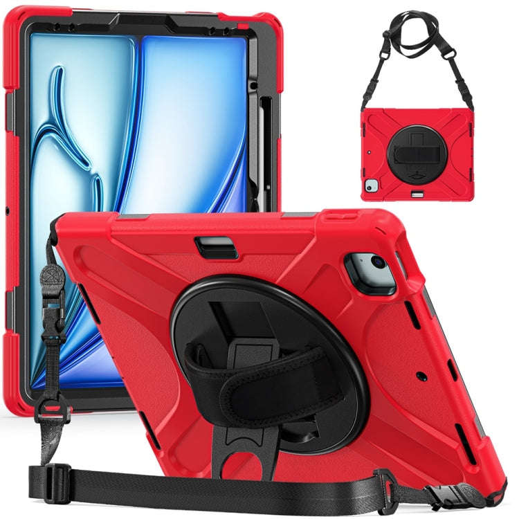 Rotatable Holder Silicone Hybrid PC Tablet Case with Shoulder Strap, For iPad Air 13 2026 / 2025 ...