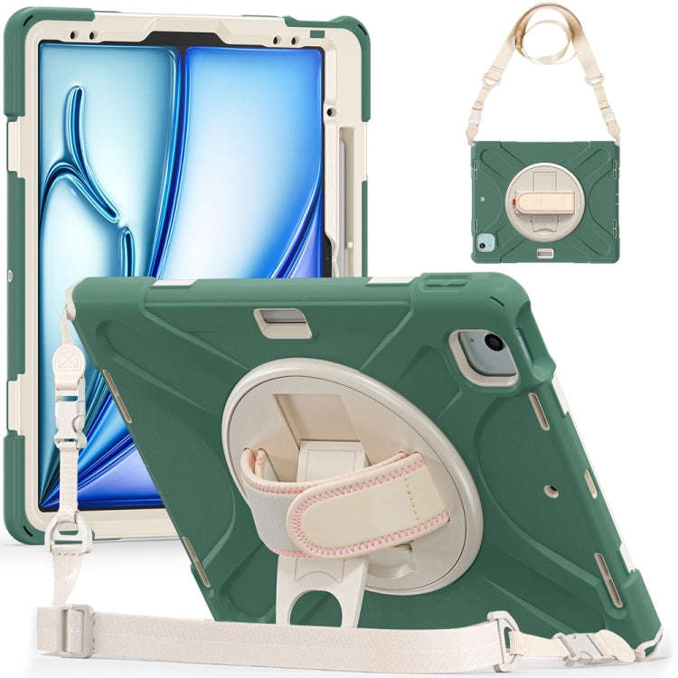 Rotatable Holder Silicone Hybrid PC Tablet Case with Shoulder Strap, For iPad Air 13 2026 / 2025 ...