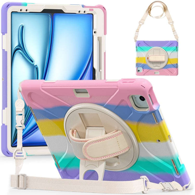 Rotatable Holder Silicone Hybrid PC Tablet Case with Shoulder Strap, For iPad Air 13 2026 / 2025 ...