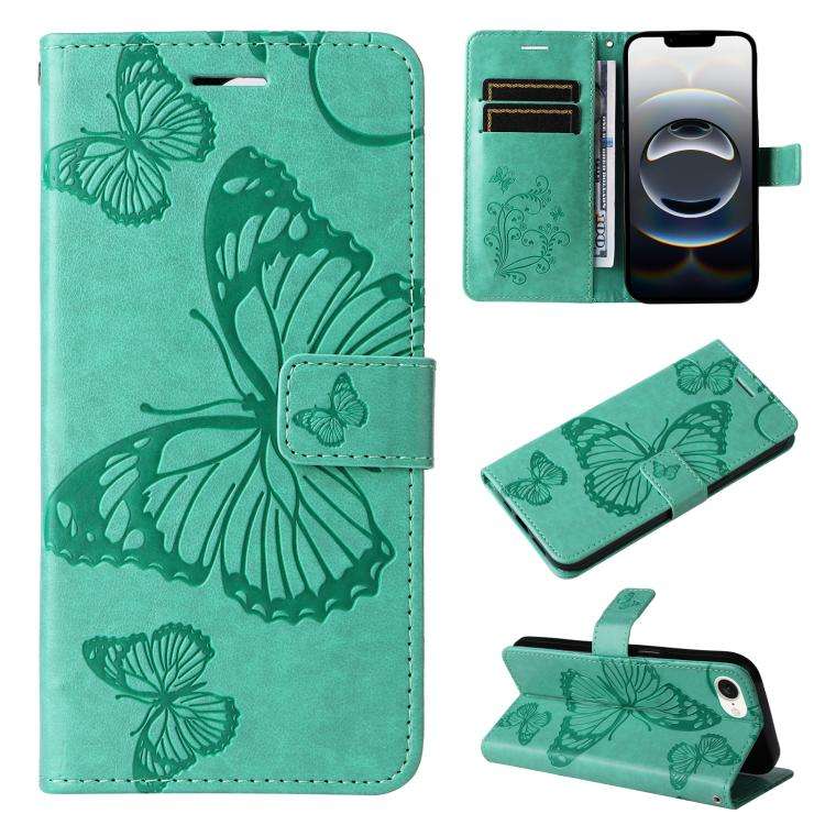 3D Butterfly Embossed Pattern Flip Leather Phone Case, For iPhone 17e / 16e, For iPhone 16 Pro Ma...