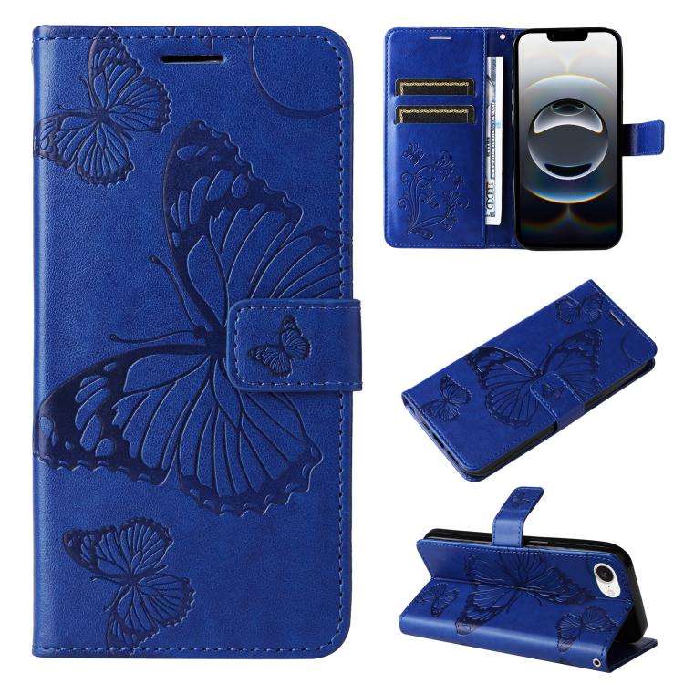 3D Butterfly Embossed Pattern Flip Leather Phone Case, For iPhone 17e / 16e, For iPhone 16 Pro Ma...