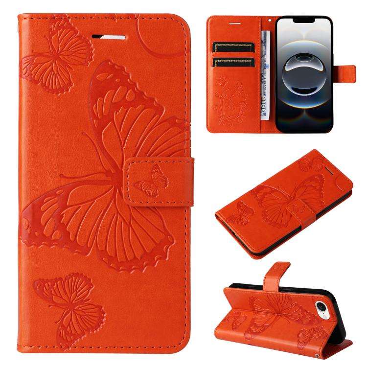 3D Butterfly Embossed Pattern Flip Leather Phone Case, For iPhone 17e / 16e, For iPhone 16 Pro Ma...
