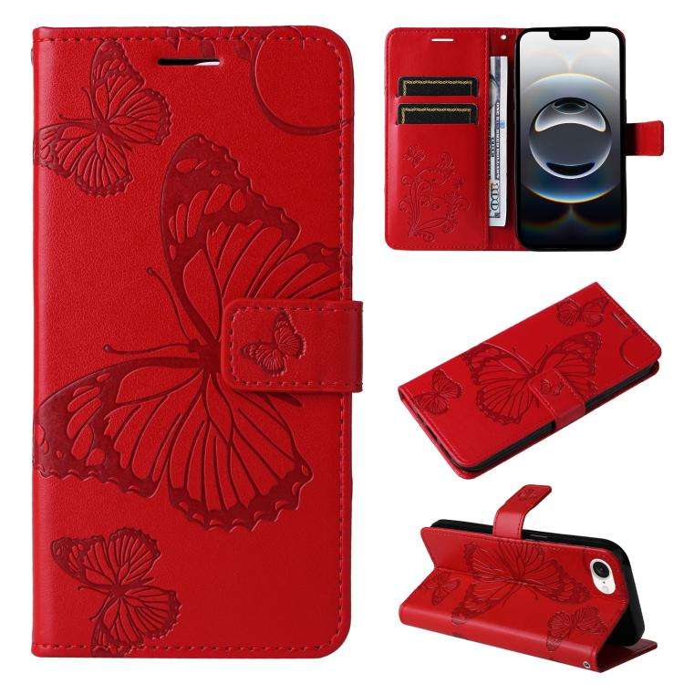 3D Butterfly Embossed Pattern Flip Leather Phone Case, For iPhone 17e / 16e, For iPhone 16 Pro Ma...
