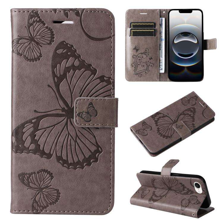 3D Butterfly Embossed Pattern Flip Leather Phone Case, For iPhone 17e / 16e, For iPhone 16 Pro Ma...