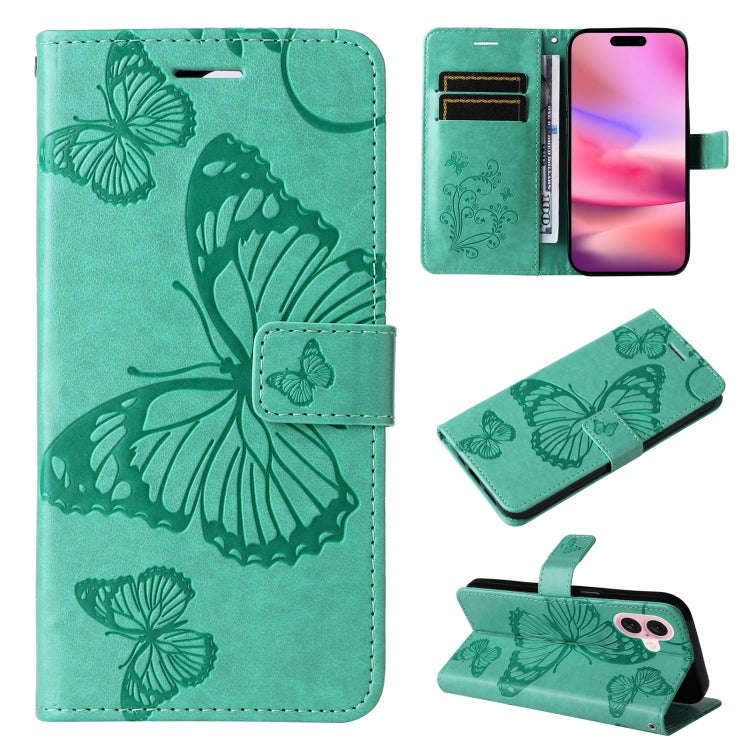 3D Butterfly Embossed Pattern Flip Leather Phone Case, For iPhone 17e / 16e, For iPhone 16 Pro Ma...