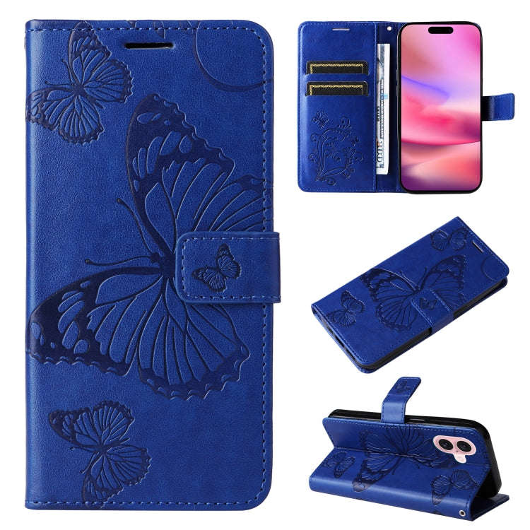 3D Butterfly Embossed Pattern Flip Leather Phone Case, For iPhone 17e / 16e, For iPhone 16 Pro Ma...