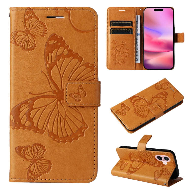 3D Butterfly Embossed Pattern Flip Leather Phone Case, For iPhone 17e / 16e, For iPhone 16 Pro Ma...