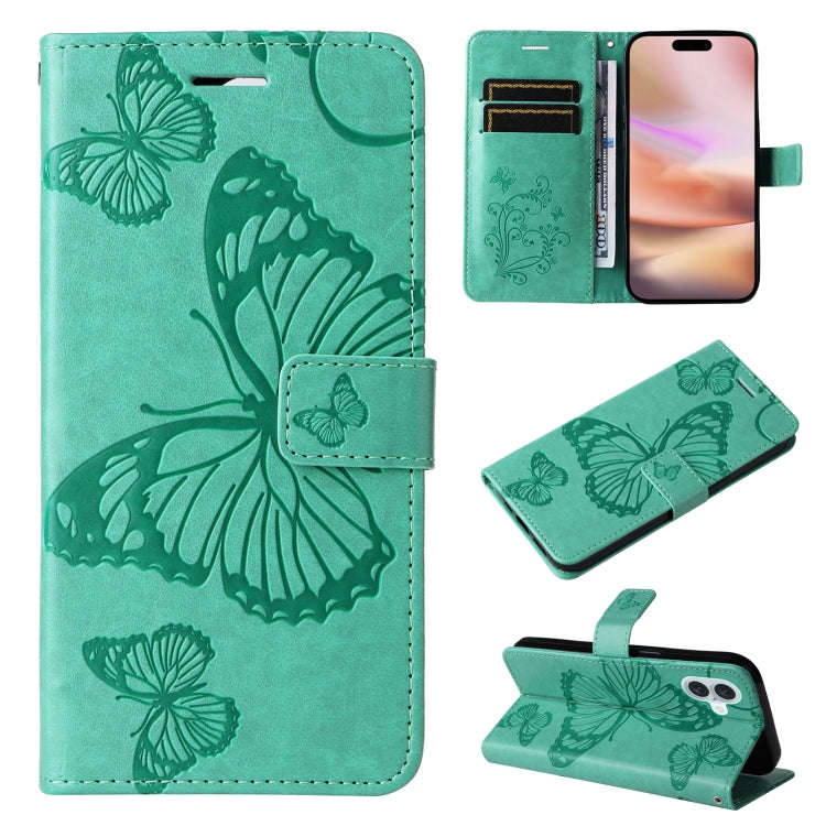 3D Butterfly Embossed Pattern Flip Leather Phone Case, For iPhone 17e / 16e, For iPhone 16 Pro Ma...