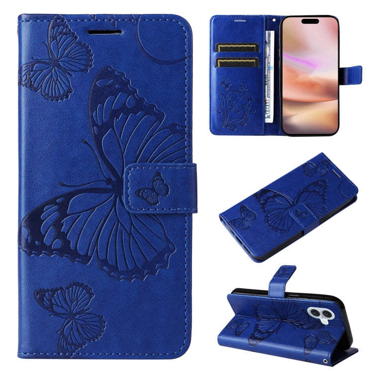 3D Butterfly Embossed Pattern Flip Leather Phone Case, For iPhone 17e / 16e, For iPhone 16 Pro Ma...