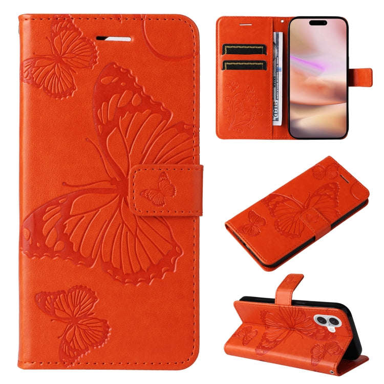 3D Butterfly Embossed Pattern Flip Leather Phone Case, For iPhone 17e / 16e, For iPhone 16 Pro Ma...