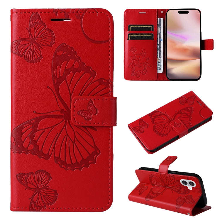 3D Butterfly Embossed Pattern Flip Leather Phone Case, For iPhone 17e / 16e, For iPhone 16 Pro Ma...