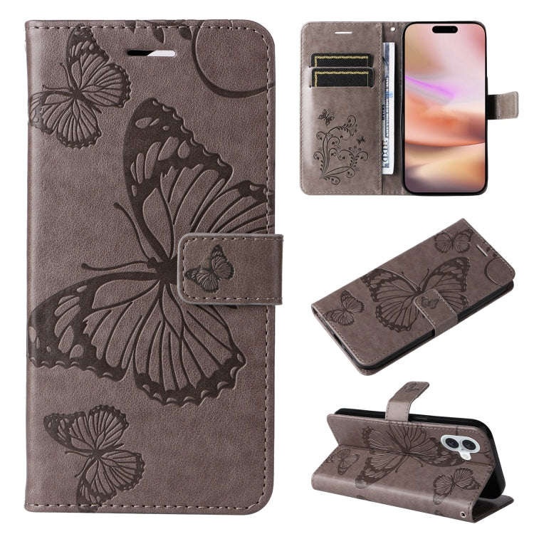3D Butterfly Embossed Pattern Flip Leather Phone Case, For iPhone 17e / 16e, For iPhone 16 Pro Ma...
