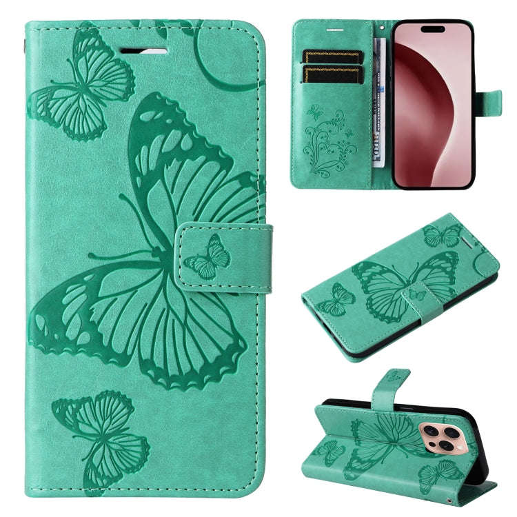 3D Butterfly Embossed Pattern Flip Leather Phone Case, For iPhone 17e / 16e, For iPhone 16 Pro Ma...