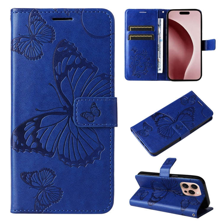 3D Butterfly Embossed Pattern Flip Leather Phone Case, For iPhone 17e / 16e, For iPhone 16 Pro Ma...