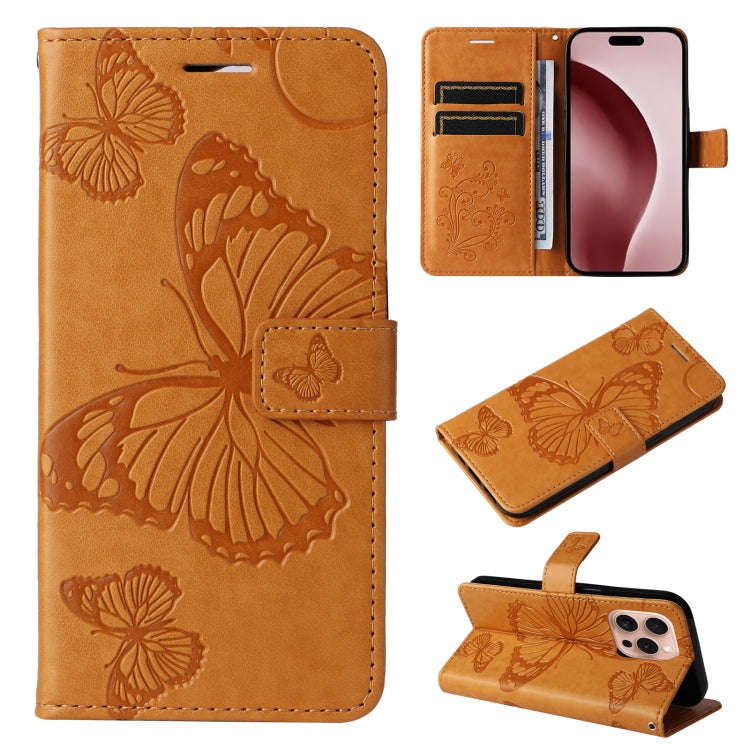 3D Butterfly Embossed Pattern Flip Leather Phone Case, For iPhone 17e / 16e, For iPhone 16 Pro Ma...