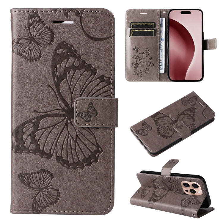 3D Butterfly Embossed Pattern Flip Leather Phone Case, For iPhone 17e / 16e, For iPhone 16 Pro Ma...