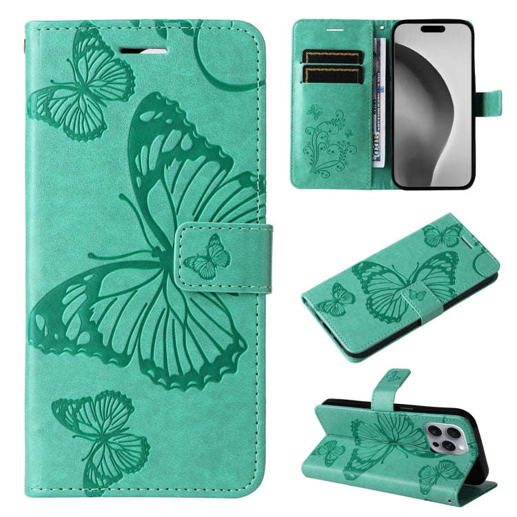 3D Butterfly Embossed Pattern Flip Leather Phone Case, For iPhone 17e / 16e, For iPhone 16 Pro Ma...