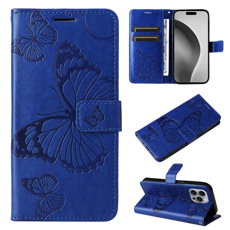 3D Butterfly Embossed Pattern Flip Leather Phone Case, For iPhone 17e / 16e, For iPhone 16 Pro Ma...