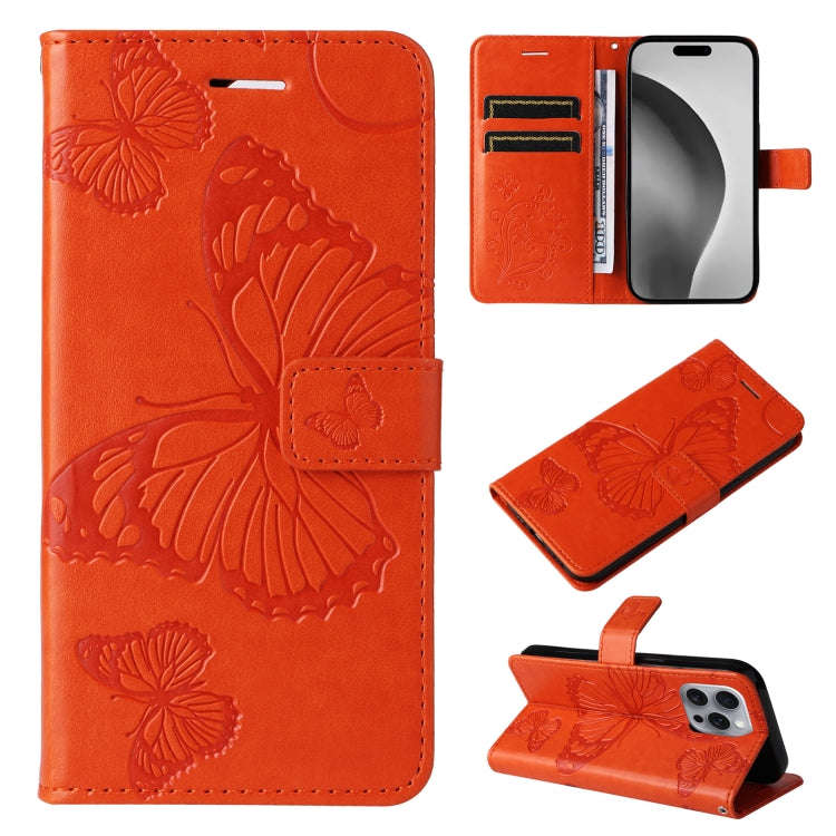 3D Butterfly Embossed Pattern Flip Leather Phone Case, For iPhone 17e / 16e, For iPhone 16 Pro Ma...