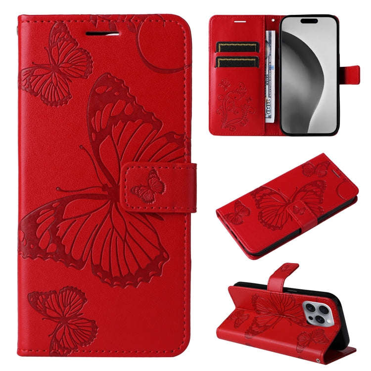 3D Butterfly Embossed Pattern Flip Leather Phone Case, For iPhone 17e / 16e, For iPhone 16 Pro Ma...