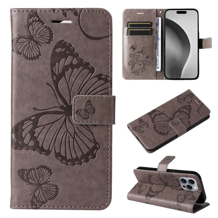 3D Butterfly Embossed Pattern Flip Leather Phone Case, For iPhone 17e / 16e, For iPhone 16 Pro Ma...