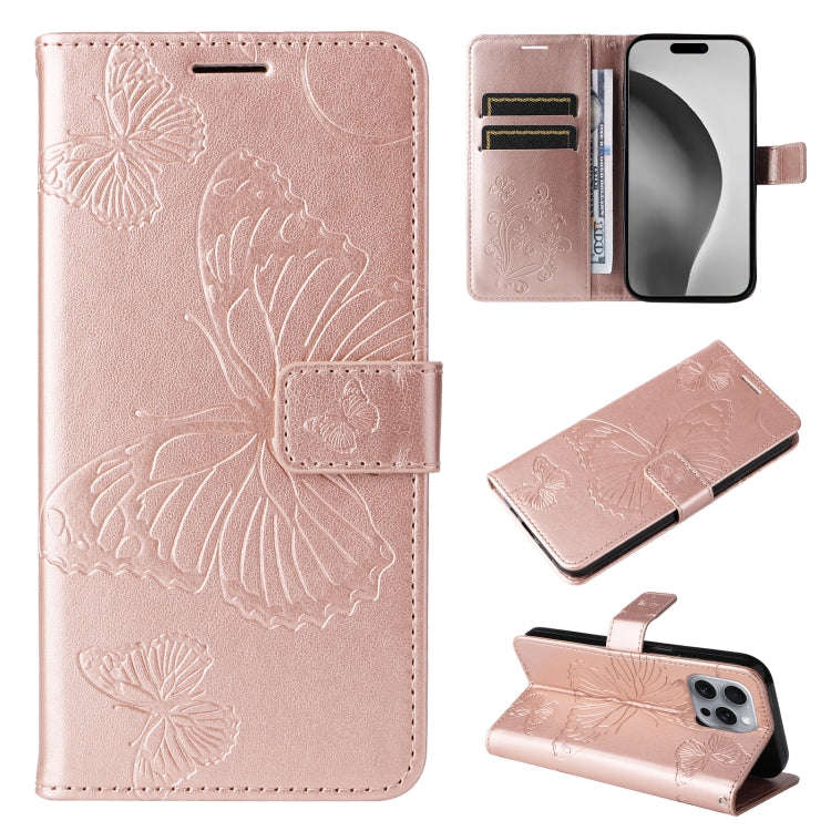 3D Butterfly Embossed Pattern Flip Leather Phone Case, For iPhone 17e / 16e, For iPhone 16 Pro Ma...
