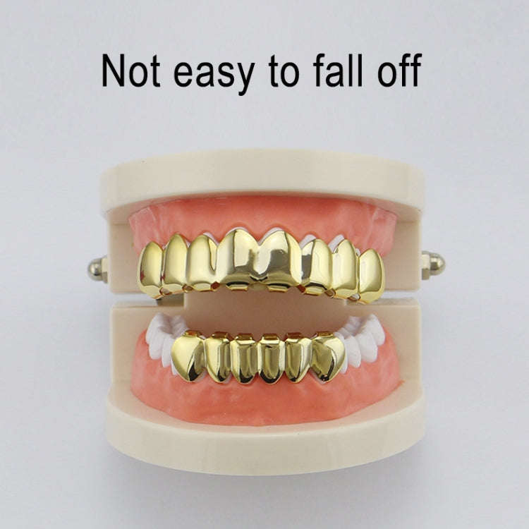 Hip Hop Accessories Gold Tooth Set Real Gold Plating Smooth Upper Eight Lower Six Denture Set