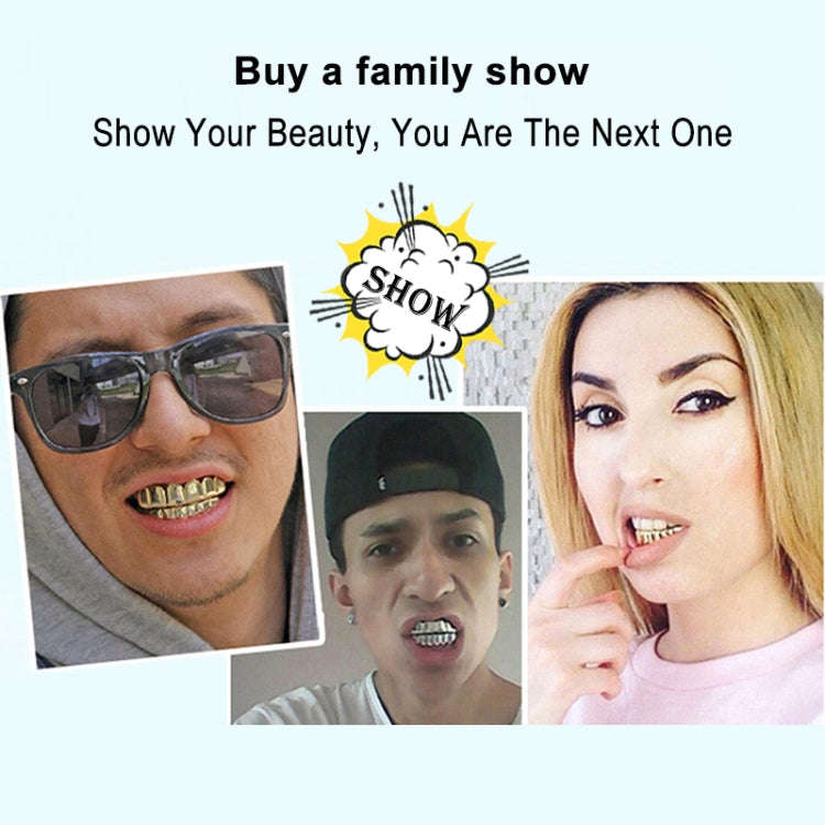 Hip Hop Accessories Gold Tooth Set Real Gold Plating Smooth Upper Eight Lower Six Denture Set