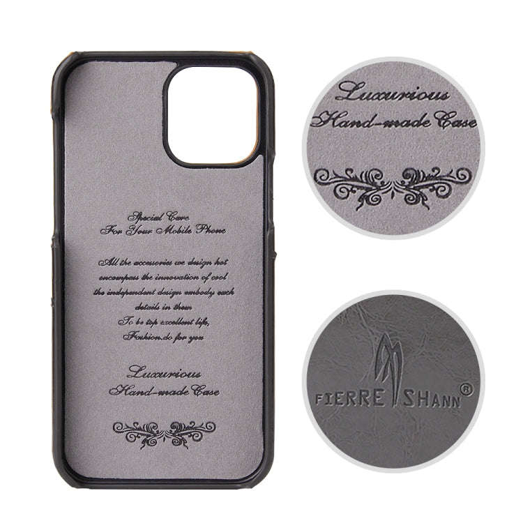 Fierre Shann Retro Oil Wax Texture PU Leather Case with Card Slots, For iPhone 12 Pro Max, For iP...