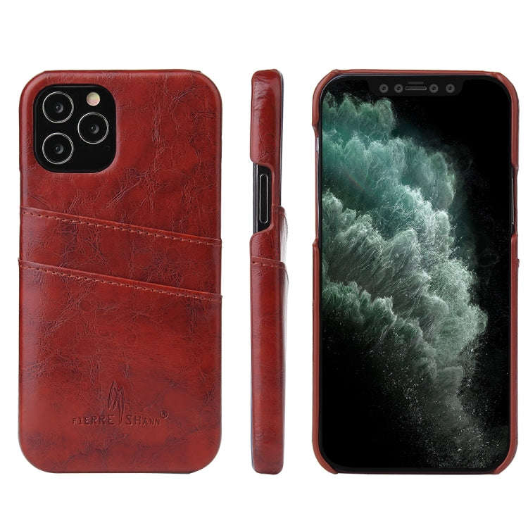 Fierre Shann Retro Oil Wax Texture PU Leather Case with Card Slots, For iPhone 12 Pro Max, For iP...
