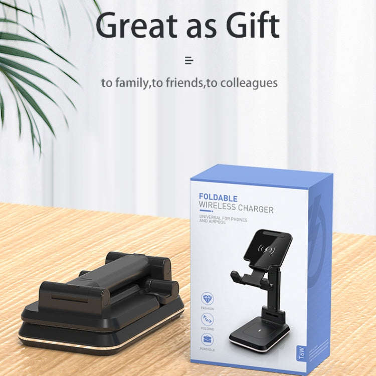 T6 2 in 1 Portable Folding Stand Wireless Charging, Single Charge, Double Charge