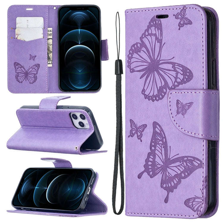 Embossing Two Butterflies Pattern Horizontal Flip PU Leather Case with Holder & Card Slot & Walle...