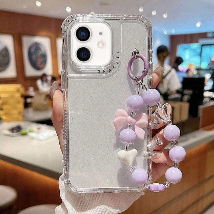TPU + PC + Glitter Sequins Full Coverage Phone Case with Bracelet, For iPhone 14 Pro, For iPhone ...