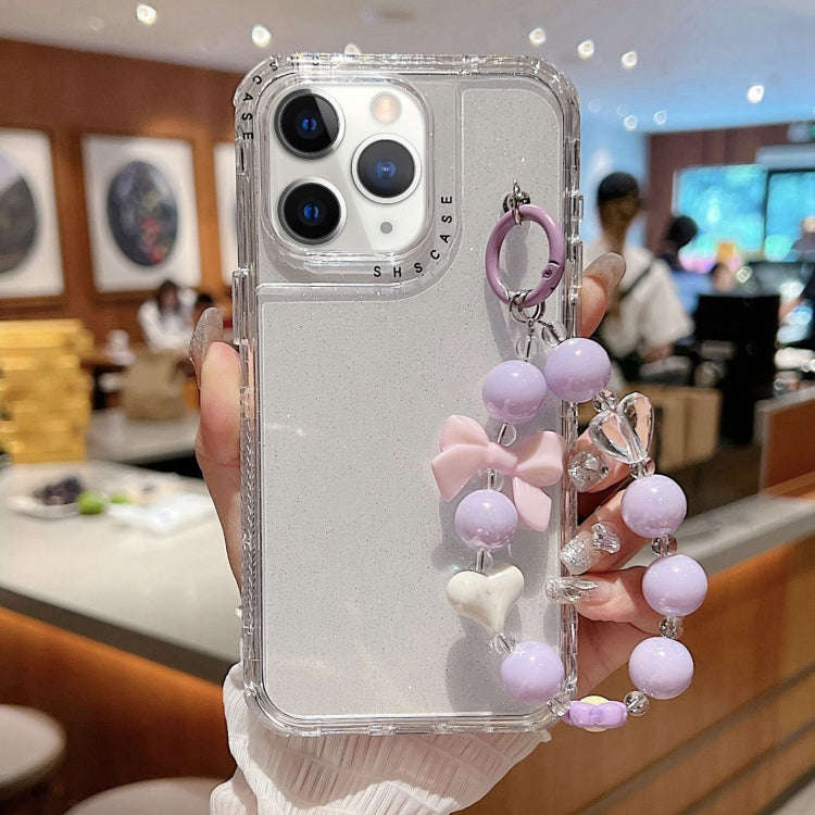 TPU + PC + Glitter Sequins Full Coverage Phone Case with Bracelet, For iPhone 14 Pro, For iPhone ...