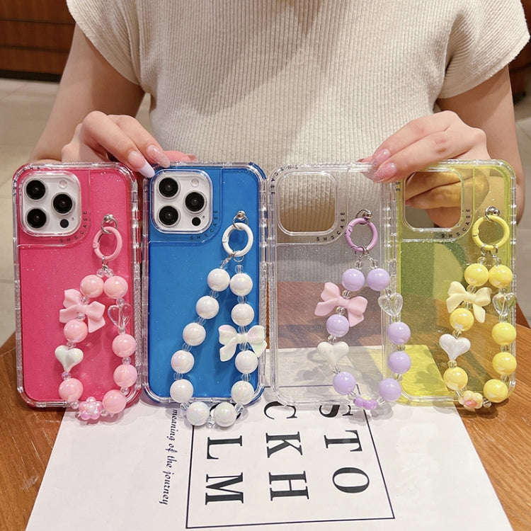 TPU + PC + Glitter Sequins Full Coverage Phone Case with Bracelet, For iPhone 14 Pro, For iPhone ...