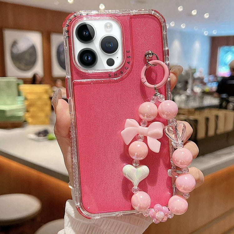 TPU + PC + Glitter Sequins Full Coverage Phone Case with Bracelet, For iPhone 14 Pro, For iPhone ...