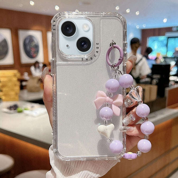 TPU + PC + Glitter Sequins Full Coverage Phone Case with Bracelet, For iPhone 17 Pro Max, For iPh...