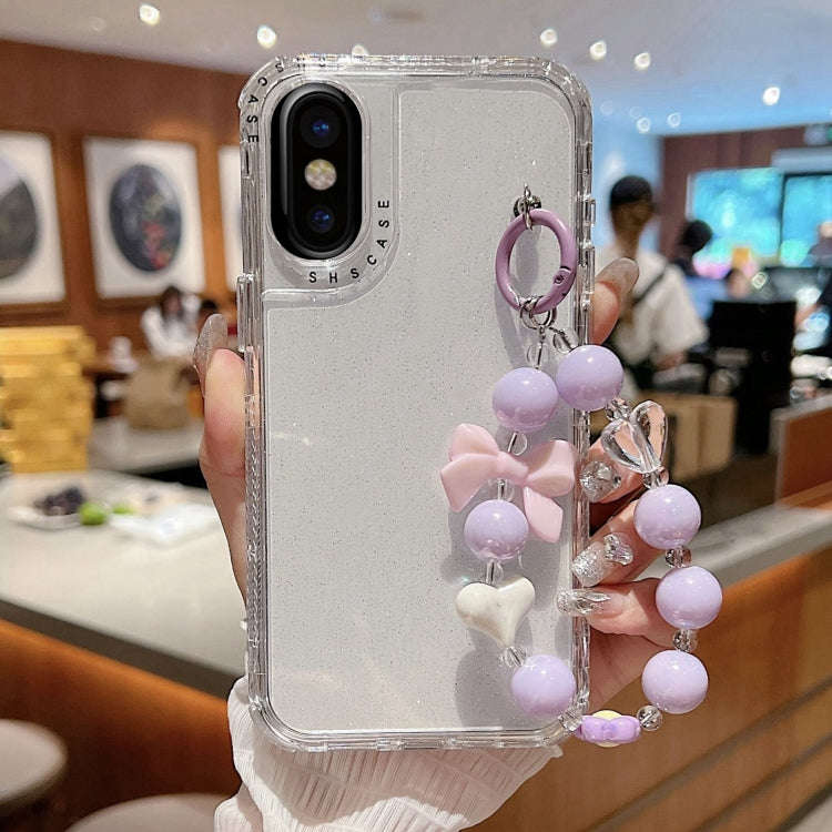 TPU + PC + Glitter Sequins Full Coverage Phone Case with Bracelet, For iPhone 14 Pro, For iPhone ...