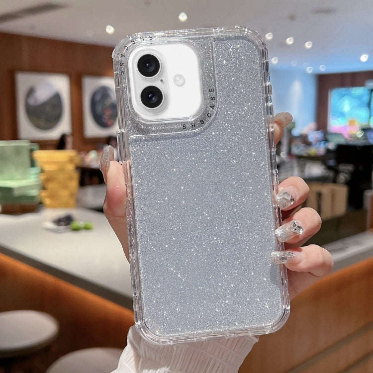 TPU + PC + Glitter Paper Full Coverage Phone Case, For iPhone 16 Pro Max, For iPhone 16 Pro, For ...