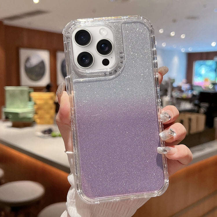 TPU + PC + Glitter Paper Full Coverage Phone Case, For iPhone 16 Pro Max, For iPhone 16 Pro, For ...