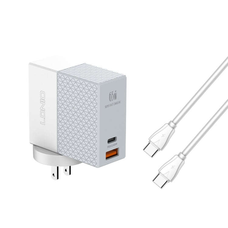 LDNIO A2620C PD3.0 65W USB Power Adapter Travel Charger with Type-C to Type-C Cable, EU Plug, US ...