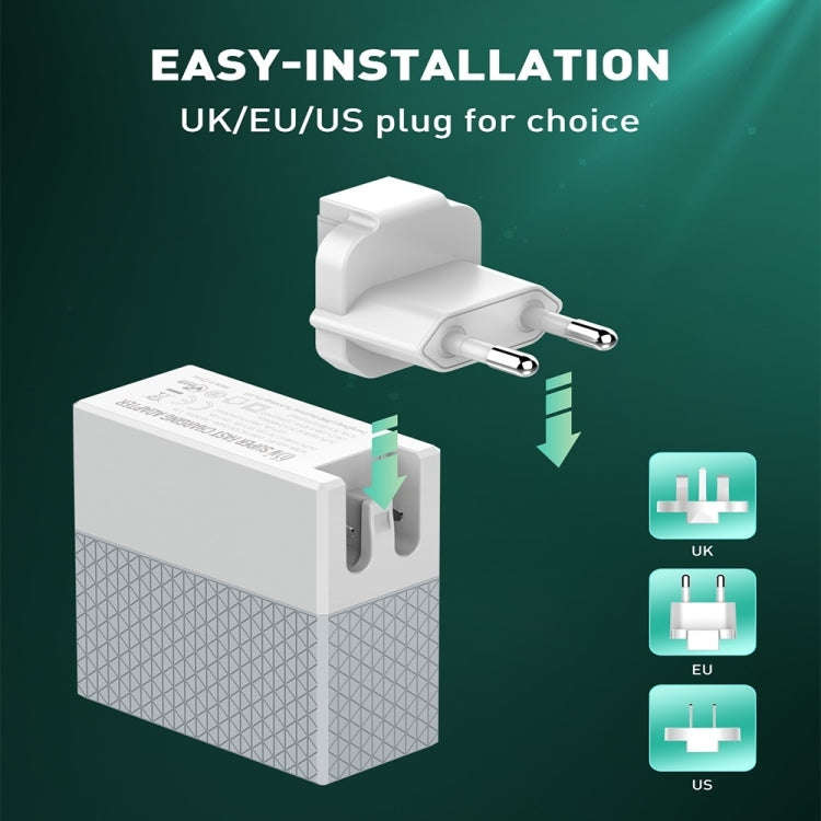 LDNIO A2620C PD3.0 65W USB Power Adapter Travel Charger with Type-C to Type-C Cable, EU Plug, US ...