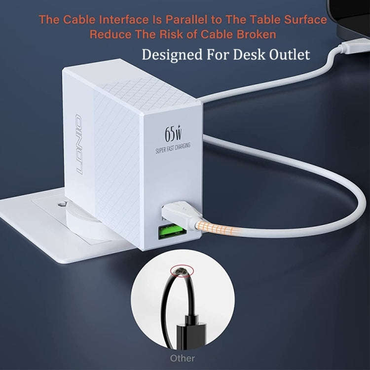 LDNIO A2620C PD3.0 65W USB Power Adapter Travel Charger with Type-C to Type-C Cable, EU Plug, US ...