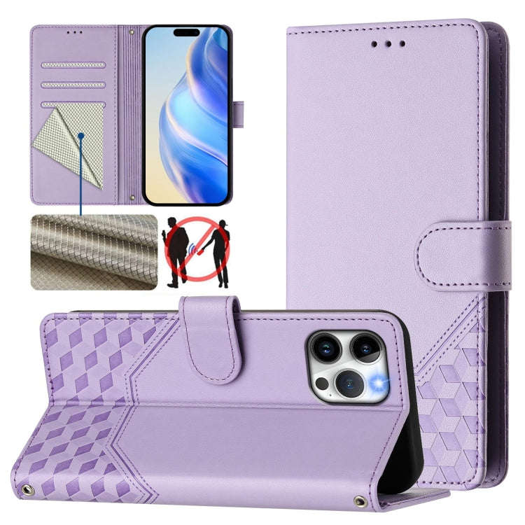 Honeycomb Embossing RFID Leather Phone Case, For iPhone 14 Pro Max, For iPhone SE 2022 / 2020 / 8...