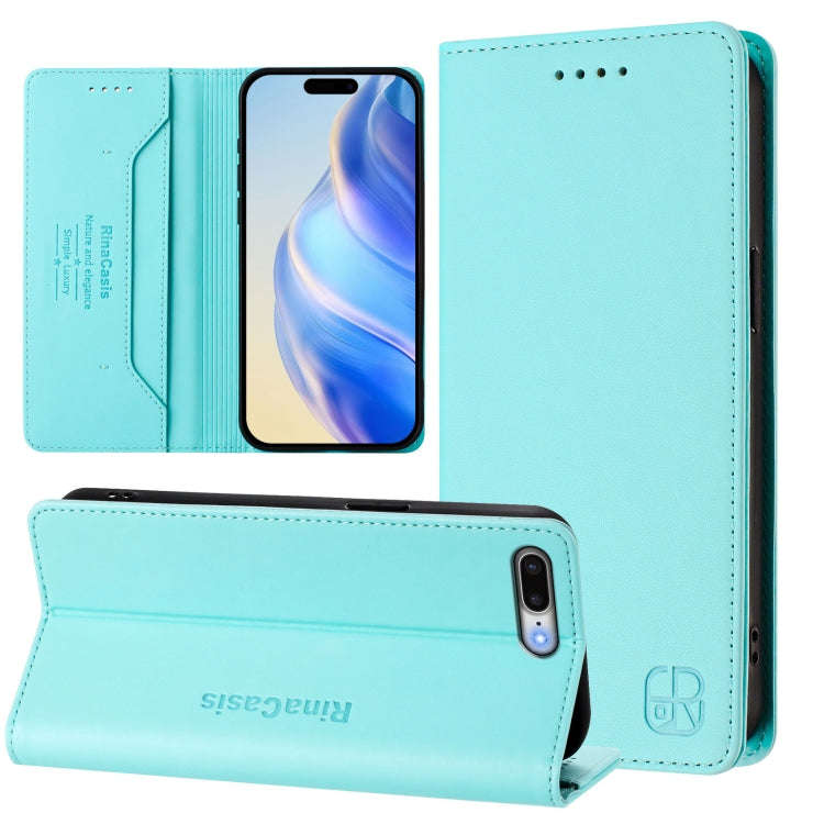RC01 Dual-Folded Magnetic Suction RFID Leather Phone Case, For iPhone 7 Plus / 8 Plus